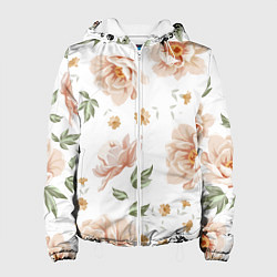 Куртка с капюшоном женская Красивые цветы, цвет: 3D-белый
