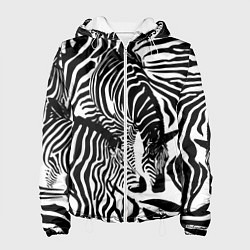 Куртка с капюшоном женская Полосатая зебра, цвет: 3D-белый