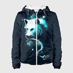 Куртка с капюшоном женская Галактический волк, цвет: 3D-белый