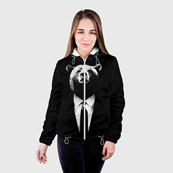 Куртка с капюшоном женская Медведь бизнесмен, цвет: 3D-белый — фото 2
