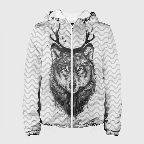 Женская куртка Рогатый волк / 3D-Белый – фото 1