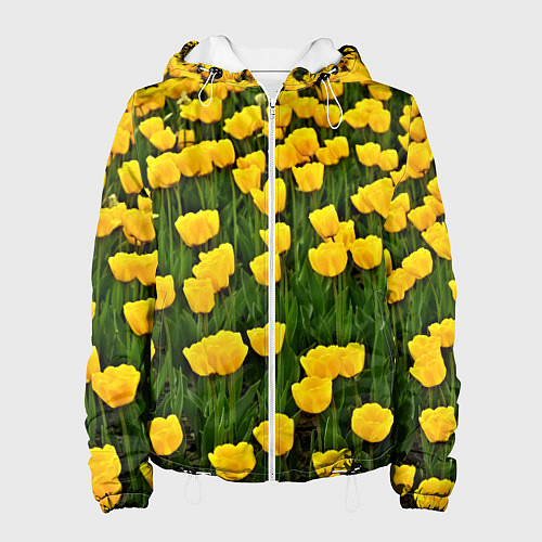 Женская куртка Жёлтые тюльпаны / 3D-Белый – фото 1