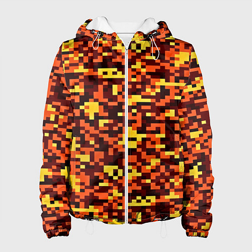 Женская куртка Камуфляж пиксельный: оранжевый/желтый / 3D-Белый – фото 1