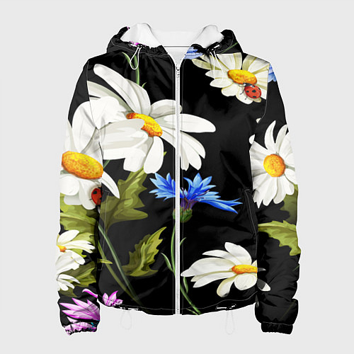 Женская куртка Ромашки / 3D-Белый – фото 1