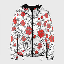 Куртка с капюшоном женская Сад из Роз, цвет: 3D-черный