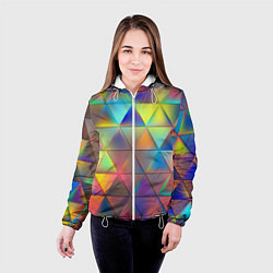 Куртка с капюшоном женская Разноцветные треугольники, цвет: 3D-белый — фото 2