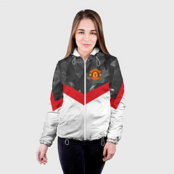 Куртка с капюшоном женская Man United FC: Grey Polygons, цвет: 3D-белый — фото 2