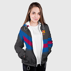 Куртка с капюшоном женская Barcelona FC: Dark style, цвет: 3D-белый — фото 2