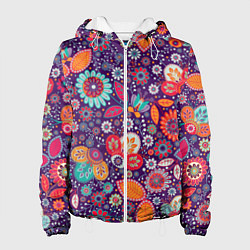 Куртка с капюшоном женская Цветочный взрыв, цвет: 3D-белый