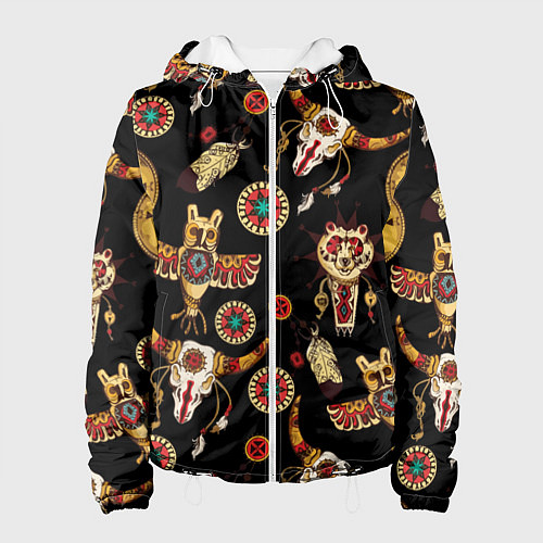 Женская куртка Индейские культовые символы / 3D-Белый – фото 1