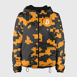 Куртка с капюшоном женская Bitcoin: Orange Camo, цвет: 3D-черный