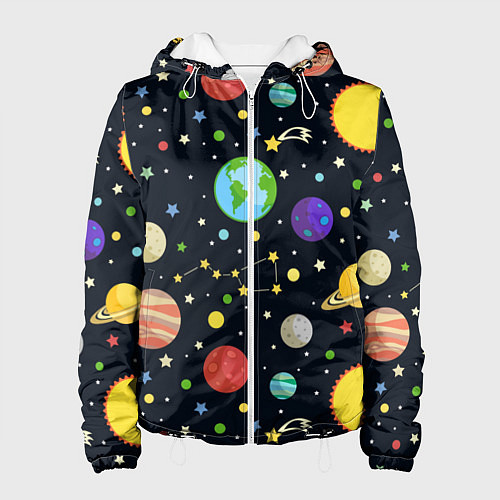 Женская куртка Солнечная система / 3D-Белый – фото 1