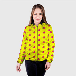 Куртка с капюшоном женская 8 bit yellow love, цвет: 3D-черный — фото 2