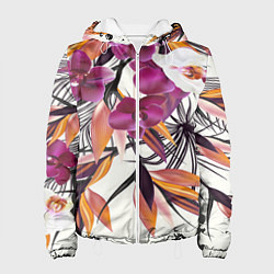 Куртка с капюшоном женская Fashion Flowers, цвет: 3D-белый