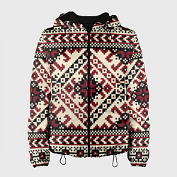 Куртка с капюшоном женская Славянский орнамент, цвет: 3D-черный