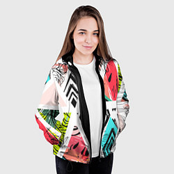 Куртка с капюшоном женская Тропическое ассорти, цвет: 3D-черный — фото 2