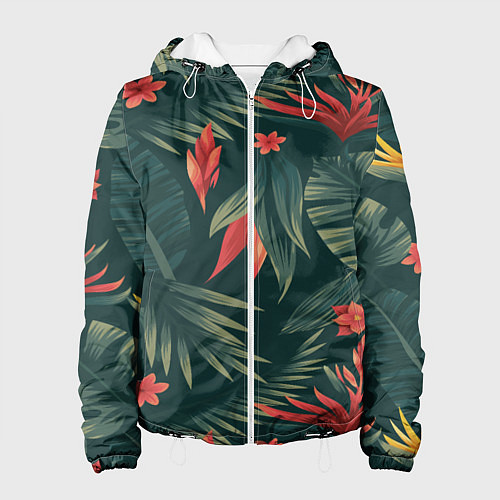 Женская куртка Зеленые тропики / 3D-Белый – фото 1