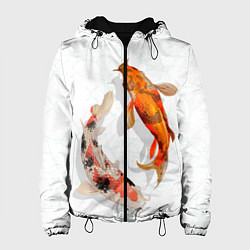 Куртка с капюшоном женская Рыбы удачи, цвет: 3D-черный