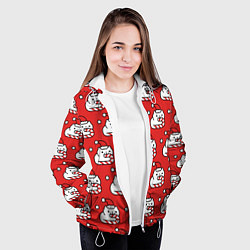 Куртка с капюшоном женская Новогодние котята, цвет: 3D-белый — фото 2