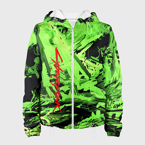 Женская куртка Cyberpunk 2077: Green Breaks / 3D-Белый – фото 1