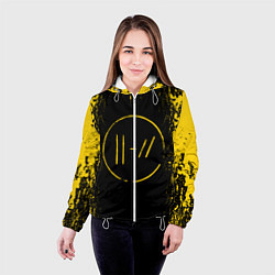Куртка с капюшоном женская 21 Pilots: Yellow & Black, цвет: 3D-белый — фото 2