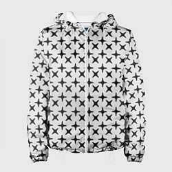 Куртка с капюшоном женская Геометрические крестики, цвет: 3D-белый