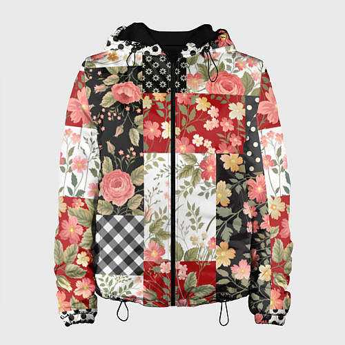 Женская куртка Лоскутный орнамент - пэчворк / 3D-Черный – фото 1