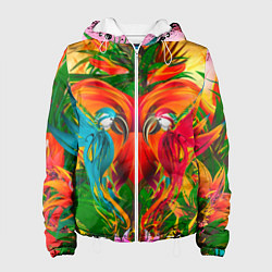Куртка с капюшоном женская Яркие тропики, цвет: 3D-белый