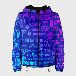 Женская куртка Неоновые геймерские лого