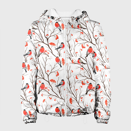 Женская куртка Снегири в зимнем лесу / 3D-Белый – фото 1