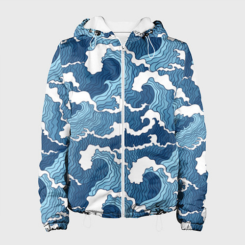 Женская куртка Морские волны графика / 3D-Белый – фото 1