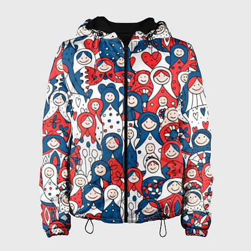 Женская куртка Русские матрешки триколор / 3D-Черный – фото 1