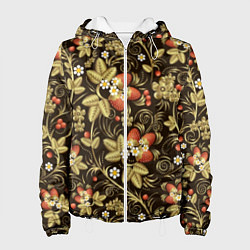 Женская куртка Хохлома роспись клубника