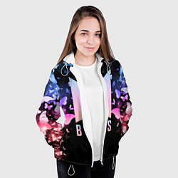 Куртка с капюшоном женская BTS: Black Butterflies, цвет: 3D-белый — фото 2