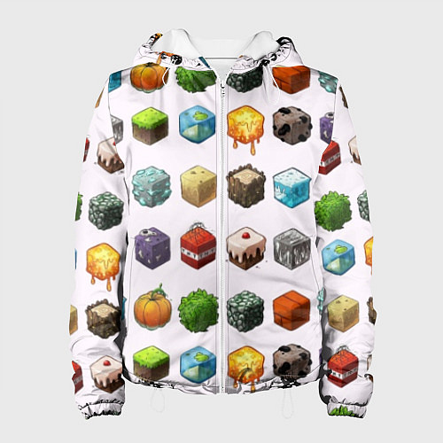 Женская куртка Minecraft Cubes / 3D-Белый – фото 1