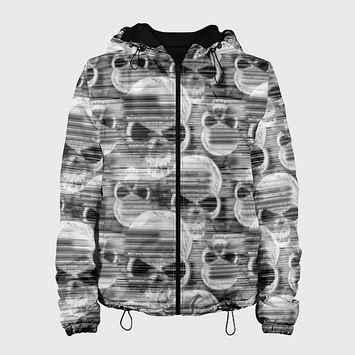 Женская куртка Серые черепа - растр / 3D-Черный – фото 1