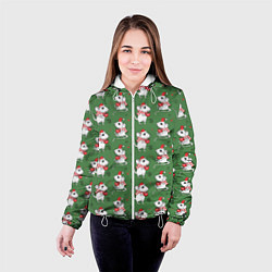 Куртка с капюшоном женская Мышата - паттерн, цвет: 3D-белый — фото 2