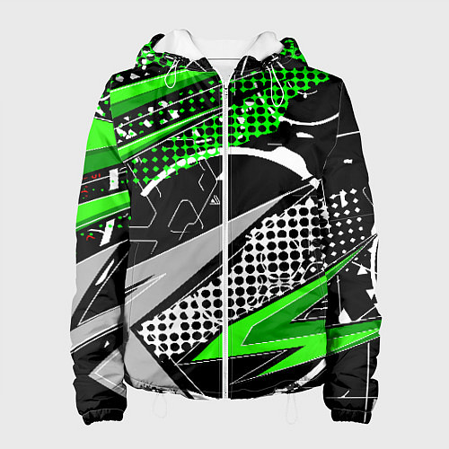 Женская куртка Black and green corners / 3D-Белый – фото 1