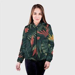 Куртка с капюшоном женская Тропический комуфляж, цвет: 3D-черный — фото 2