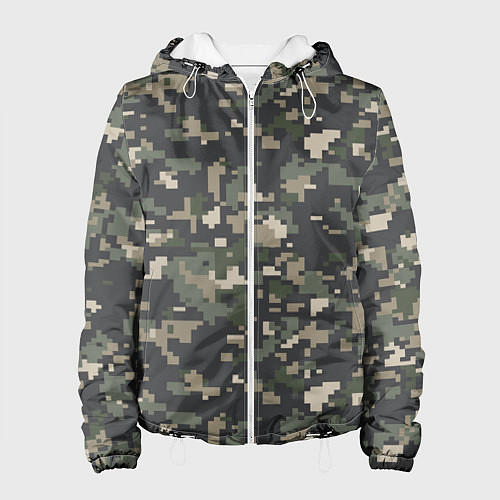Женская куртка Пиксельный камуфляж / 3D-Белый – фото 1