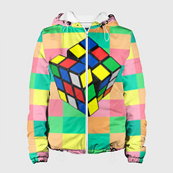Куртка с капюшоном женская Кубик Рубика, цвет: 3D-белый