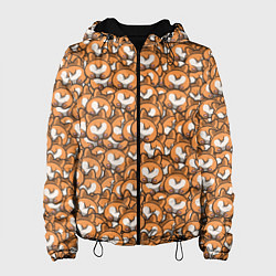 Куртка с капюшоном женская Попки Корги, цвет: 3D-черный