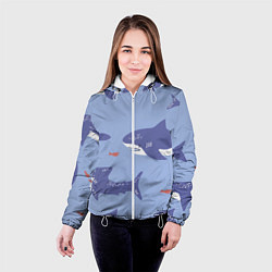 Куртка с капюшоном женская Акулий косяк, цвет: 3D-белый — фото 2