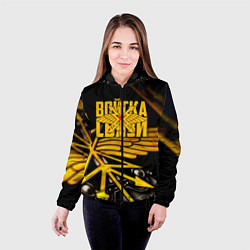 Куртка с капюшоном женская Войска связи, цвет: 3D-черный — фото 2