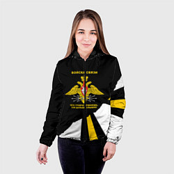 Куртка с капюшоном женская Войска связи - громче крикнешь, дальше слышно, цвет: 3D-черный — фото 2