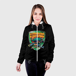 Куртка с капюшоном женская Без права на славу во славу державы, цвет: 3D-белый — фото 2