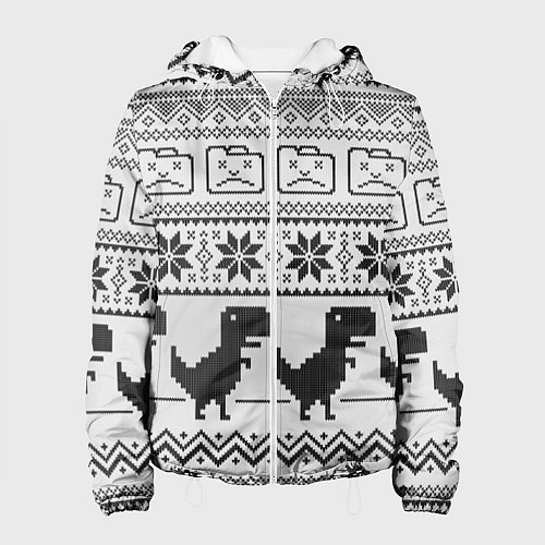 Женская куртка Свитер с T-rex'ами / 3D-Белый – фото 1