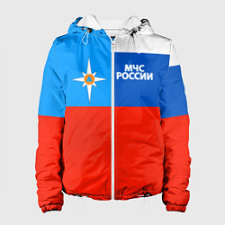 Куртка с капюшоном женская Флаг МЧС России, цвет: 3D-белый