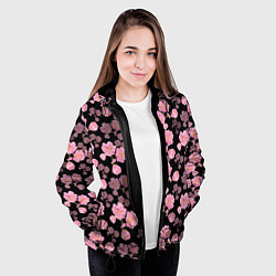 Куртка с капюшоном женская Цветок сакуры, цвет: 3D-черный — фото 2