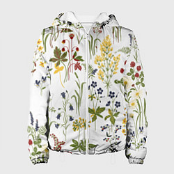 Куртка с капюшоном женская Flowers, цвет: 3D-белый